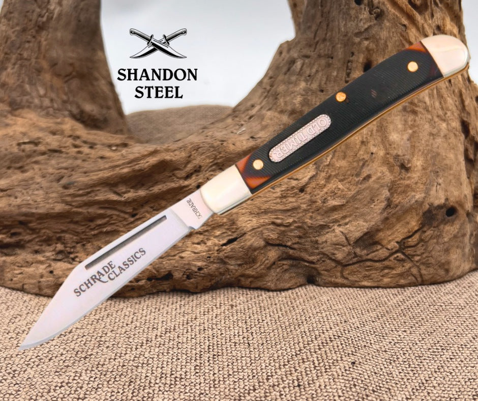 Old Timer Pal 12OT Folding Pocket Knife - Schrade Pen Knife Sawcut Delrin SCH12OT