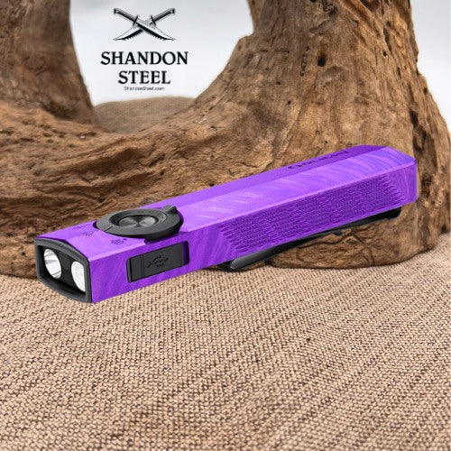 Oclip ArkPro Series – Flat Unibody EDC Flashlight with Multi-Light Sources Nebula Violet