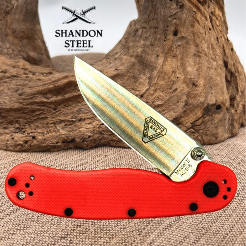 Ontario RAT II Linerlock Folding Knife 3" AUS-8 Blade Orange Nylon Handle (215)