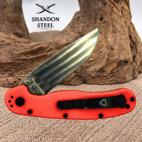 Ontario RAT II Linerlock Folding Knife 3" AUS-8 Blade Orange Nylon Handle (215)