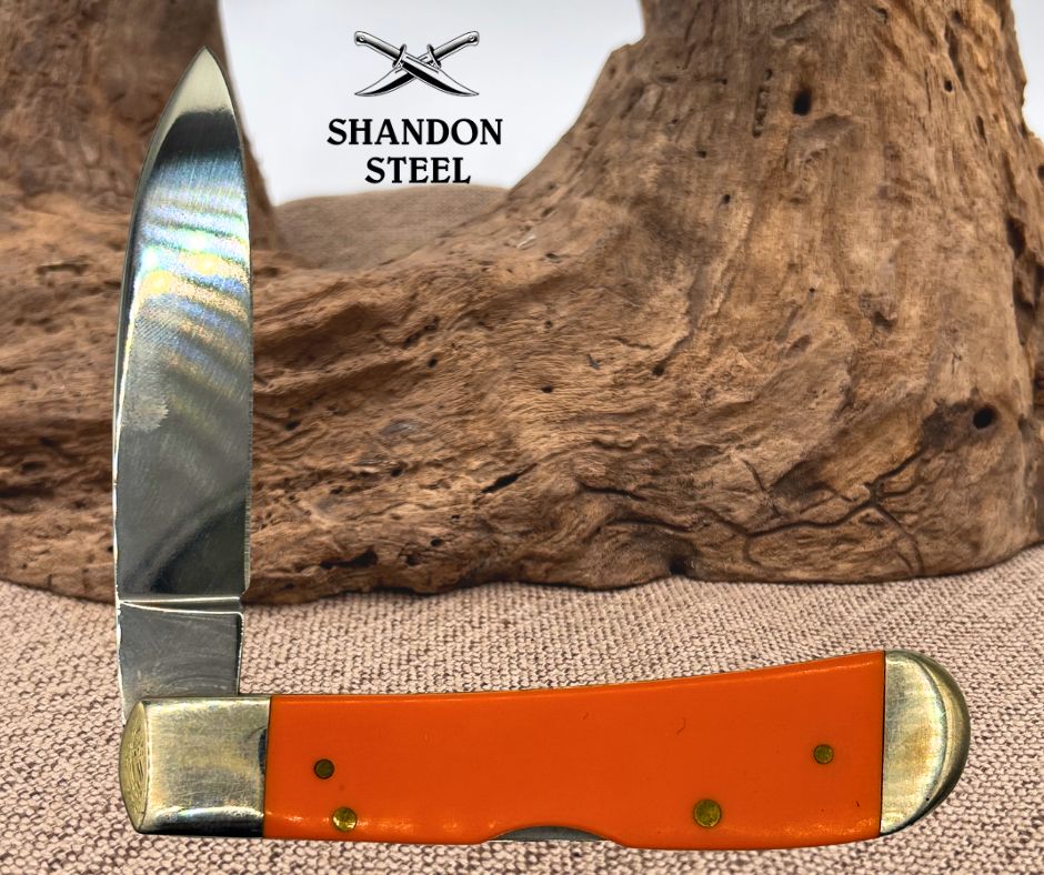 Case XX Orange Delrin Synthetic Tribal Lock (TB412010L SS) 9 dot Drop Point (23)