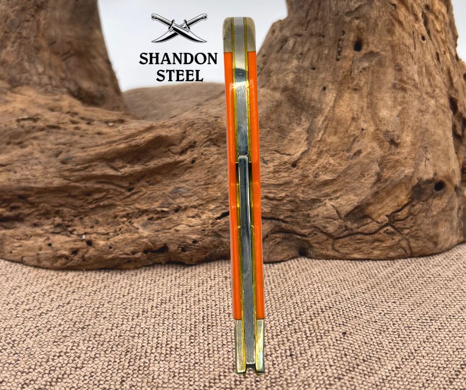 Case XX Orange Delrin Synthetic Tribal Lock (TB412010L SS) 9 dot Drop Point (23)