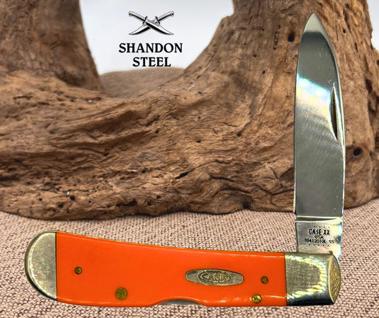 Case XX Orange Delrin Synthetic Tribal Lock (TB412010L SS) 9 dot Drop Point (23)
