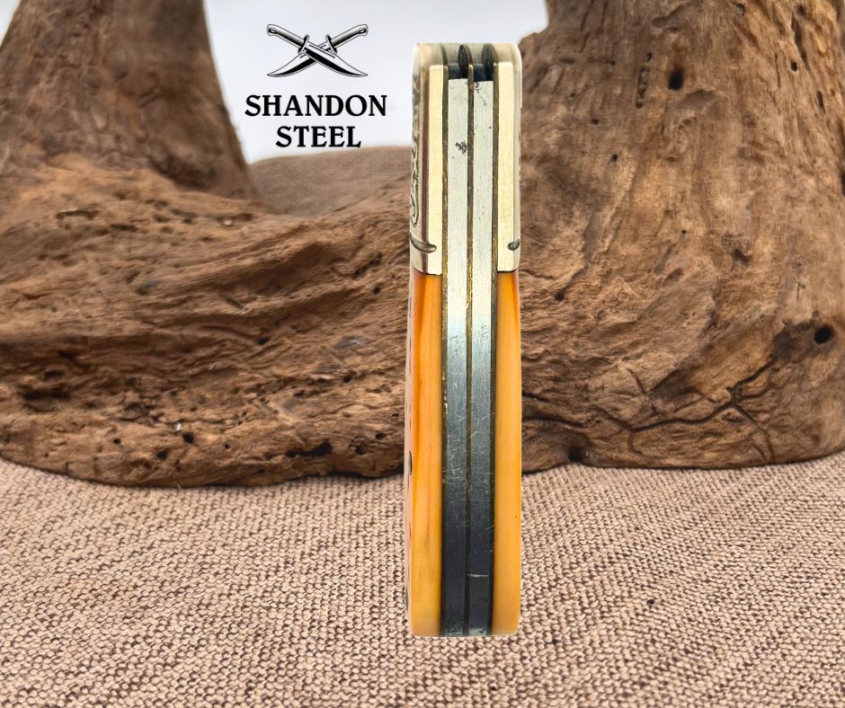 USA SCHRADE 206 BARLOW Orange POCKET KNIFE  USA  CARBON STEEL  TWO  BLADES (179)