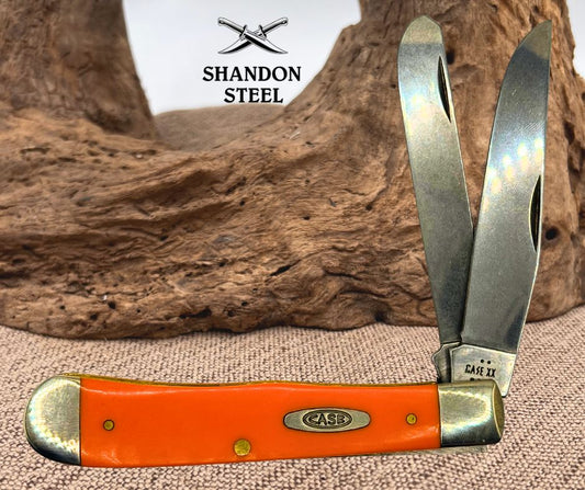 CASE XX USA 2025 SMOOTH ORANGE DELRIN FULL SIZE TRAPPER KNIFE 4254 SS 27900 (24)