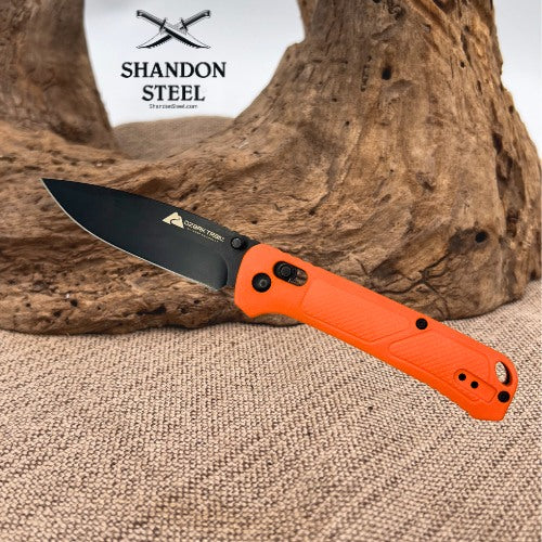 Ozark Trail D2 Steel Orange Handle Folding Drop Point Knife Crossbar Lock EDC 19