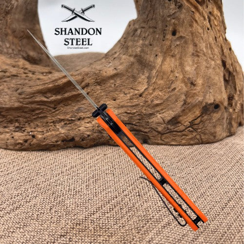 Ozark Trail D2 Steel Orange Handle Folding Drop Point Knife Crossbar Lock EDC 19