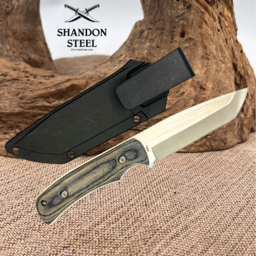 Ozark Trail Hunting Knife Fixed Blade Stainless 4in Bld Wood Handle Sheath (21)