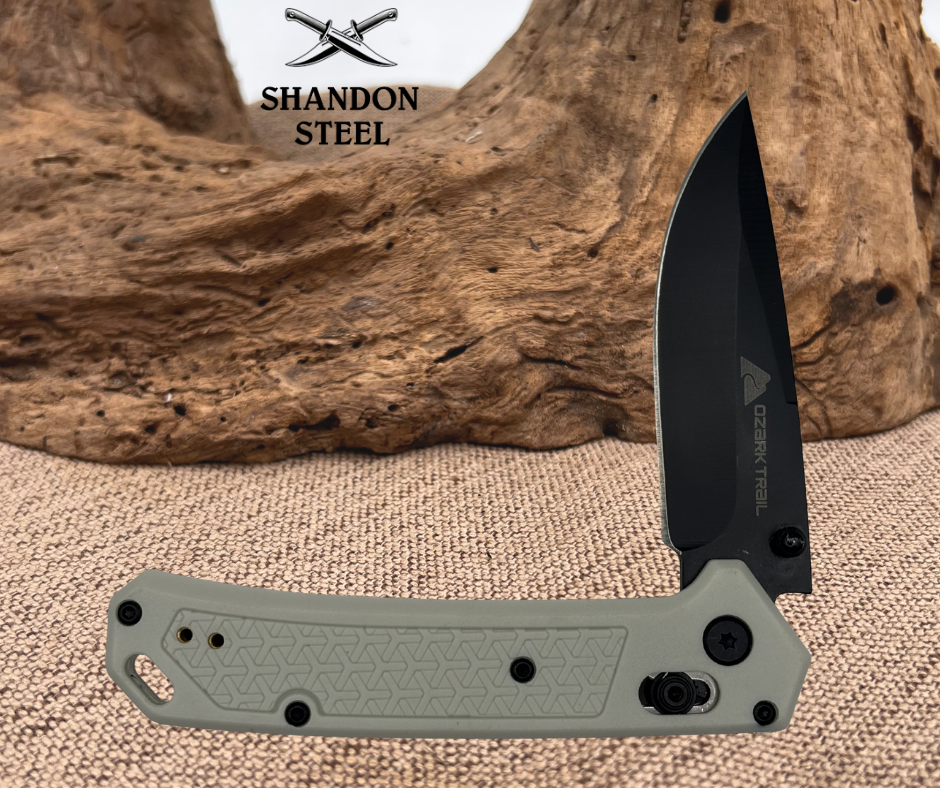 Ozark Trail Glacier 7.5 Inch Folding Knife White w/ Shaft Lock Drop Point (117)