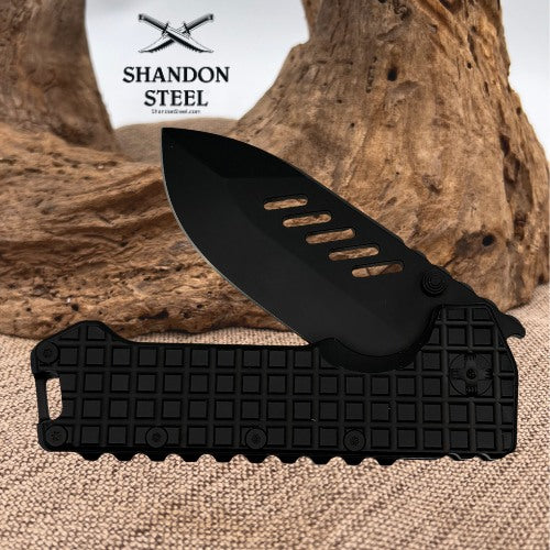 PMP Knives Kodiak Frame Lock Milled Black Titanium & Black M390 PMP065 Knife