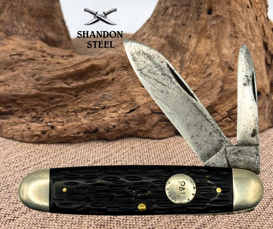 Pal Cutlery Co USA 2 Blade Cattle Knife 3.75” Folding Pocket Knife Vintage (108)