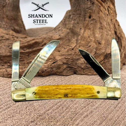 Parker Imai Seki Japan K298 Congress Bone Stag Handle Folding Pocket Knife (301)