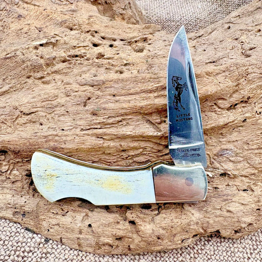 Vintage Parker Cut Co Little Mustang Lockback Knife Surgical Steel Japan (117)