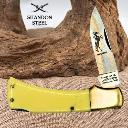 Parker Cutlery Vintage Mustang Single Lock Back Drop Point Blade Japan (167)