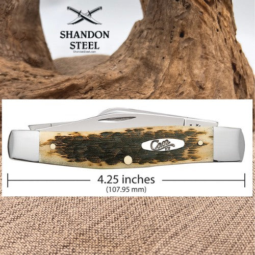 Case XX Peach Seed Jig Amber Bone CS Large Stockman 00204