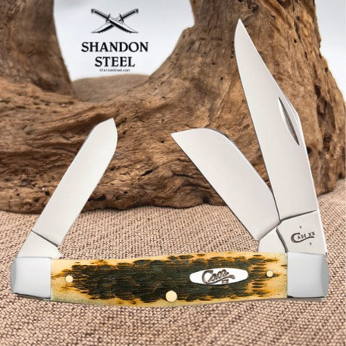 Case XX Peach Seed Jig Amber Bone CS Large Stockman 00204