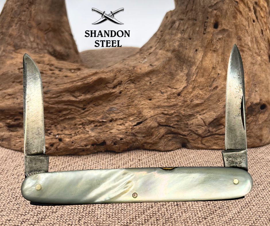Graef & Schmidt Vintage Pearl Handle 2 Blade Carbon Pocket Knife Germany (171)
