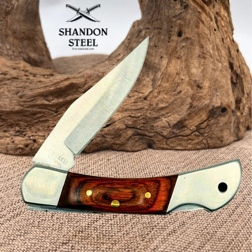 Pheasants Forever Lockback Clip Point Folding Pocket Knife Wood Handle NIB (108)