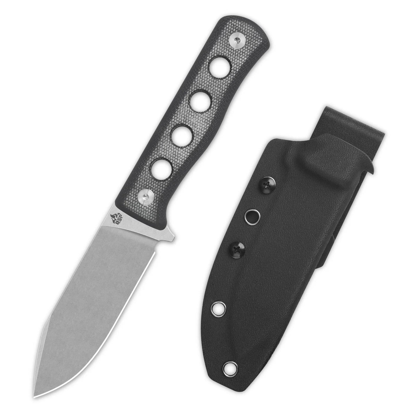 QSP Canary Fixed Blade Knife Cr8Mo2VSi(DC53) Blade Black Micarta Handle QS155-B1