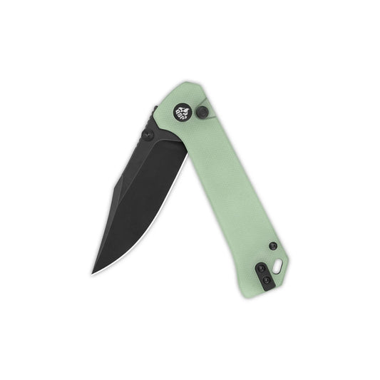 QSP Grebe Button Lock Pocket Knife 14C28N blade Jade G10 Handle QS147-D2