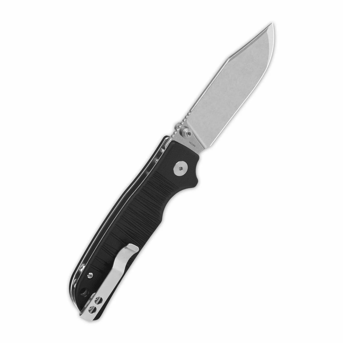 QSP Kali Button Lock Pocket Knife 14C28N Blade Black G10 Handle QS159-B1