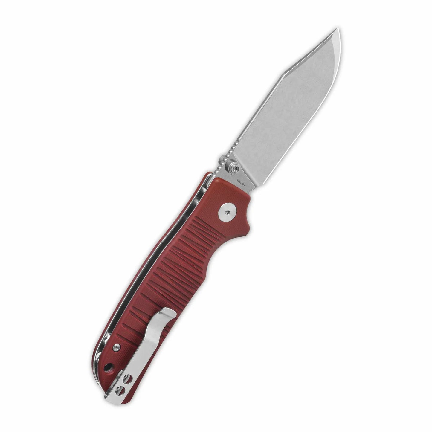 QSP Kali Button Lock Pocket Knife 14C28N Blade Dark Red G10 Handle QS159-A1