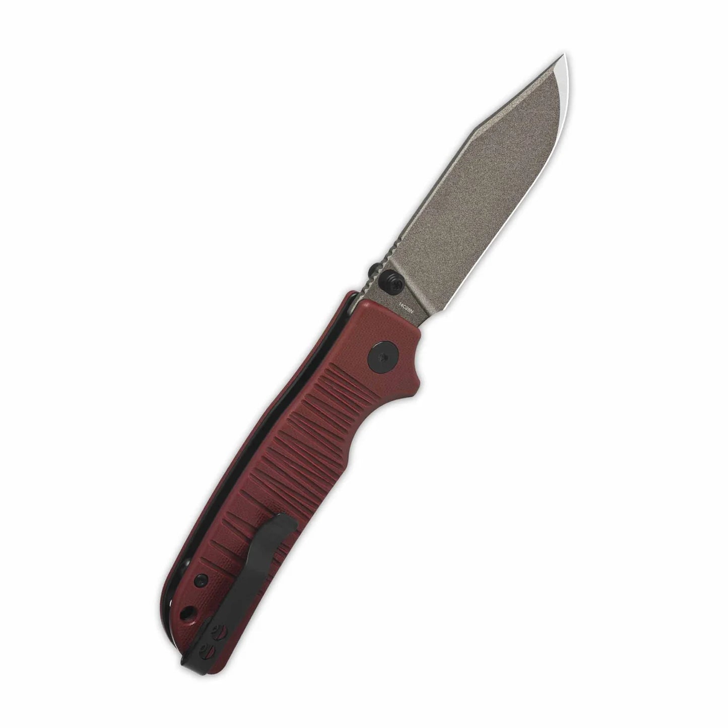 QSP Kali Button Lock Pocket Knife 14C28N Blade Dark Red G10 Handle QS159-A2