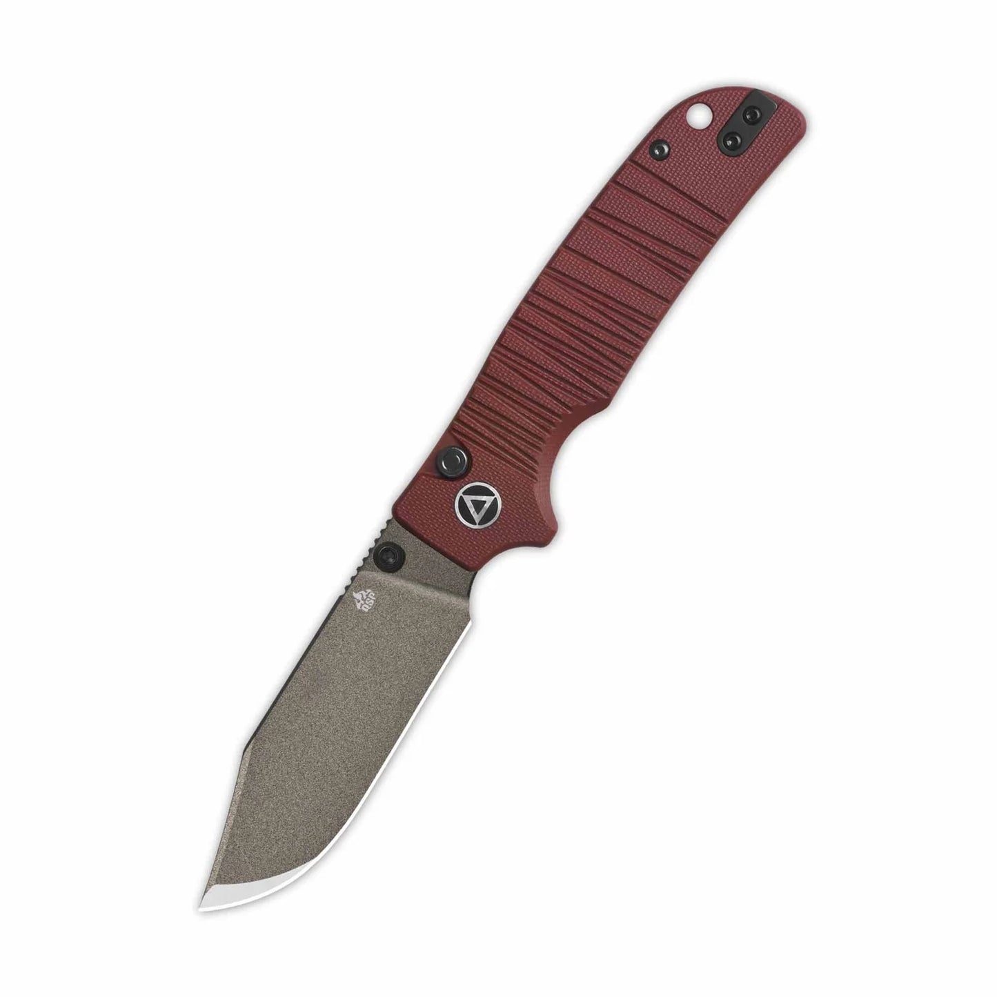 QSP Kali Button Lock Pocket Knife 14C28N Blade Dark Red G10 Handle QS159-A2