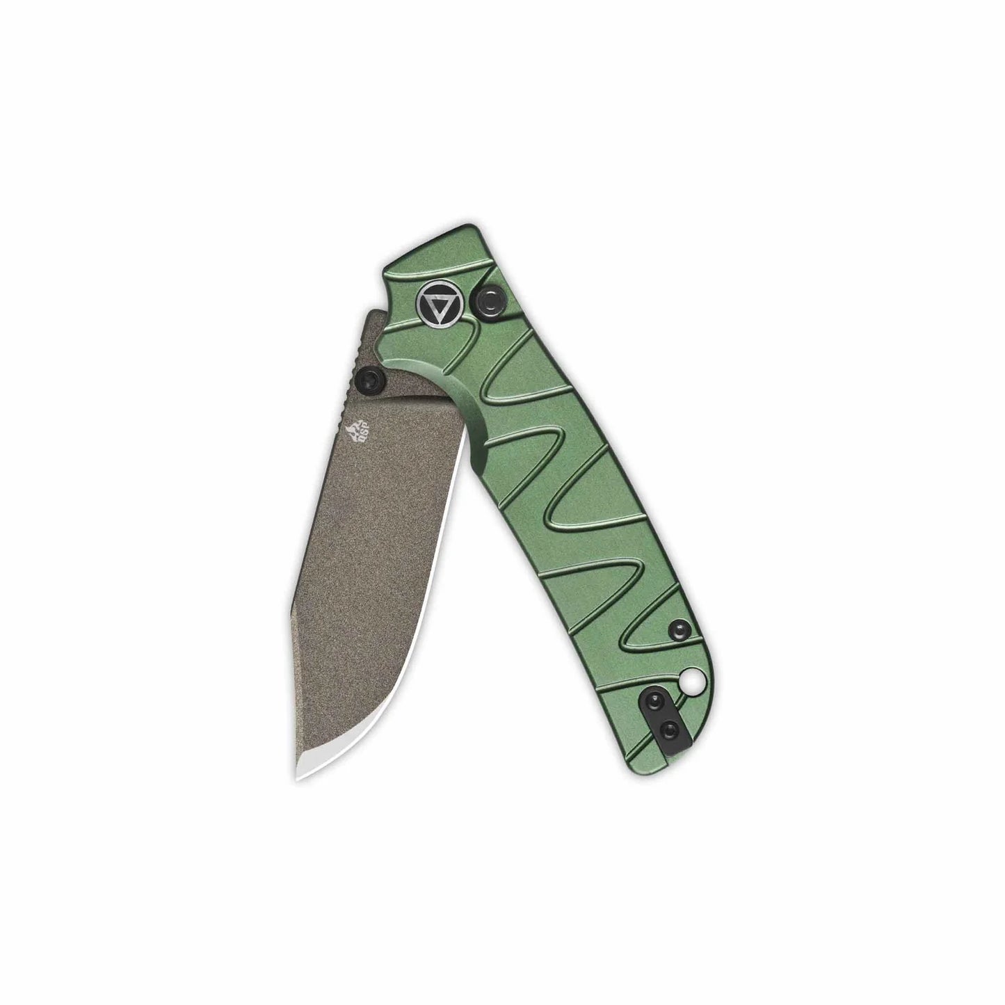 QSP Kali Button Lock Pocket Knife 14C28N Blade Green Aluminium Handle QS159-E2