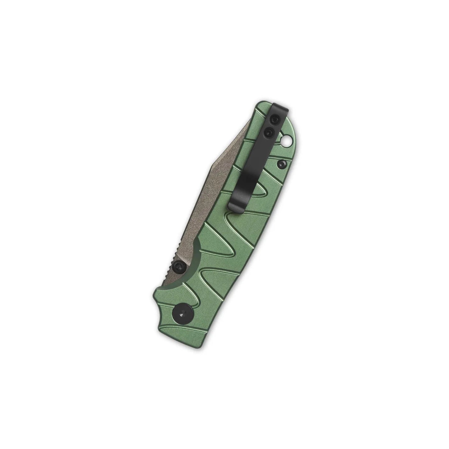 QSP Kali Button Lock Pocket Knife 14C28N Blade Green Aluminium Handle QS159-E2