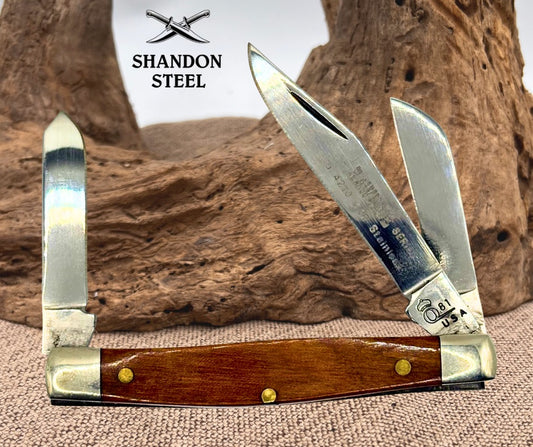 QUEEN USA Q81 THE RAWHIDE SERIES 3 BLADE STOCKMAN FOLDING POCKET KNIFE (148)