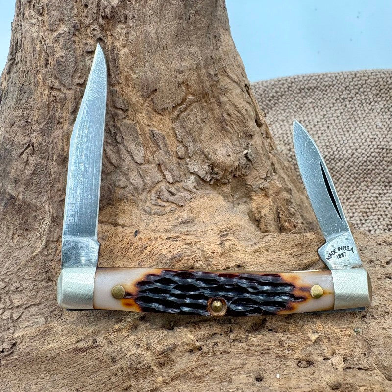 Vintage Queen Cutlery #9180 2 Blade Pen Pocket Knife 1997 Titusville USA (158)