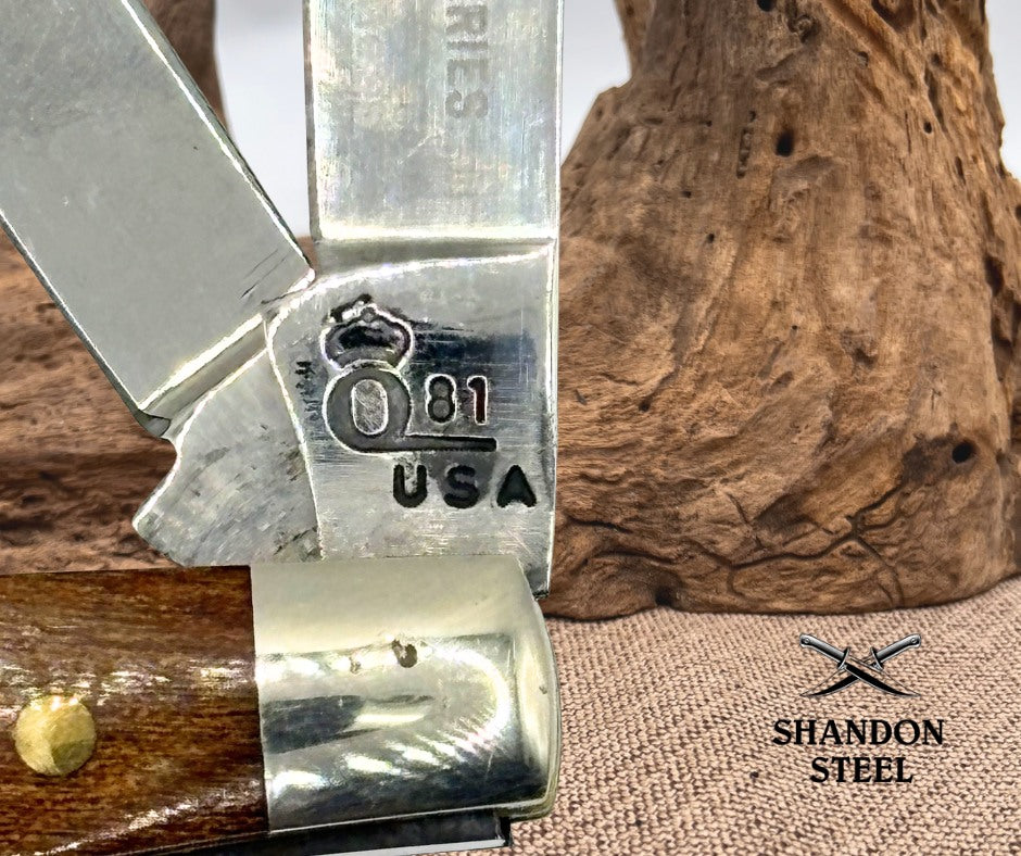 QUEEN USA Q81 THE RAWHIDE SERIES 3 BLADE STOCKMAN FOLDING POCKET KNIFE (147)