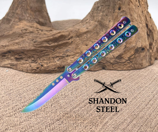 9" Rainbow Butterfly Knife 130RB