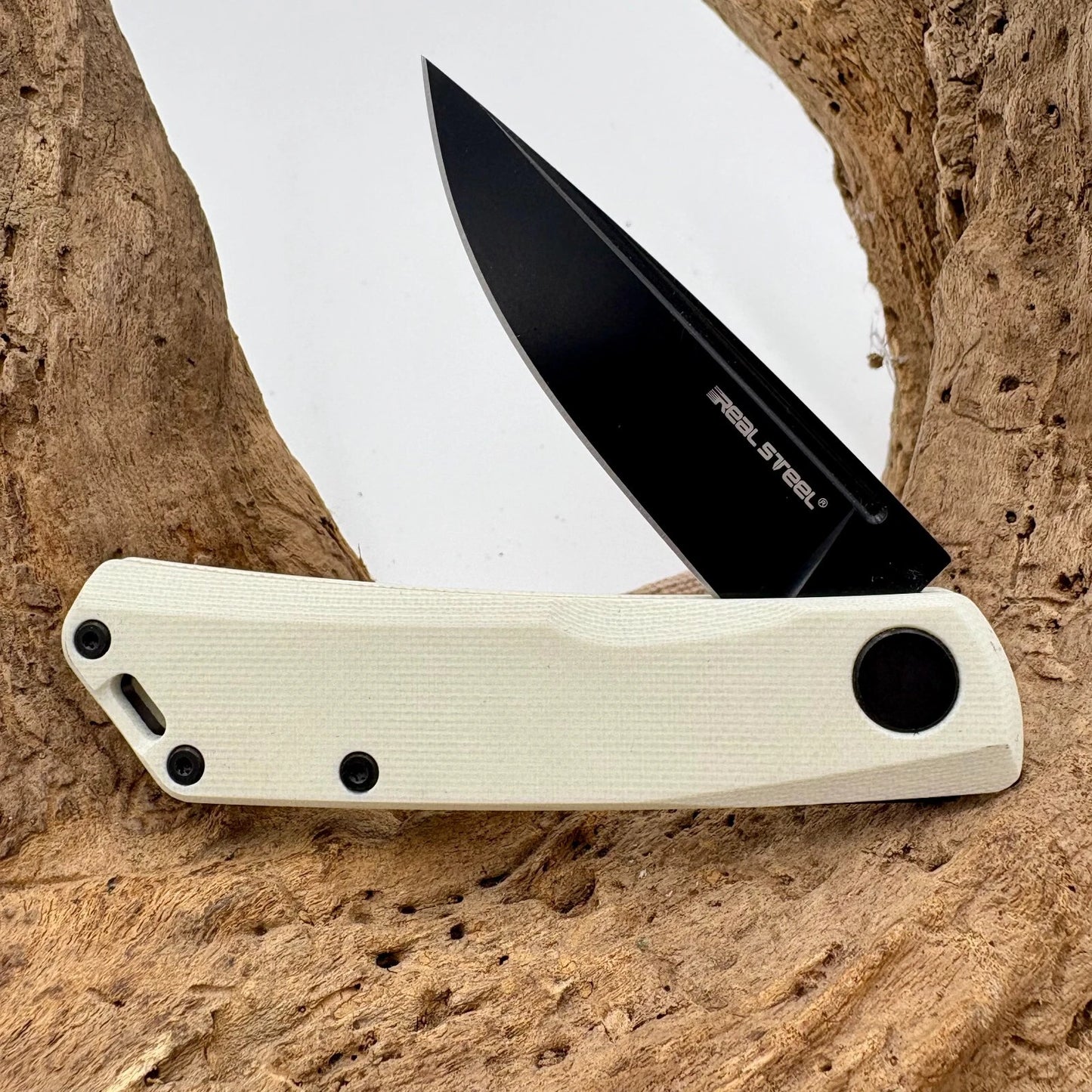 Real Steel LUNA Lite Slipjoint Knifecenter Exclusive White G10 Black D2 RARE 233