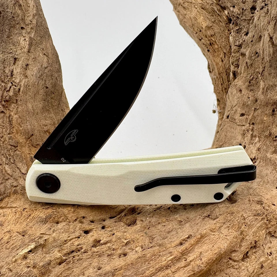 Real Steel LUNA Lite Slipjoint Knifecenter Exclusive White G10 Black D2 RARE 233