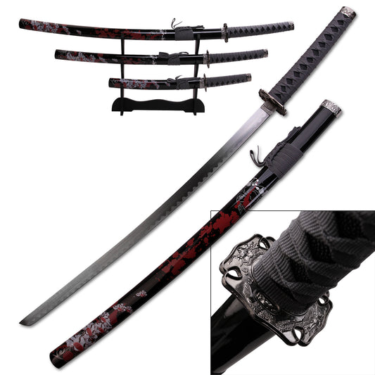 BLADESUSA - 3 PIECE SWORD SET WITH DISPLAY STAND - SW-78-4