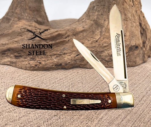 REMINGTON USA R1273 UMC USA DELRIN JUMBO BANANA BULLET TRAPPER KNIFE 1995 (10)