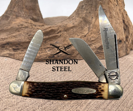 Remington USA 3 Blade Stockman Folding Pocket Knife Brown Delrin Handle (22)