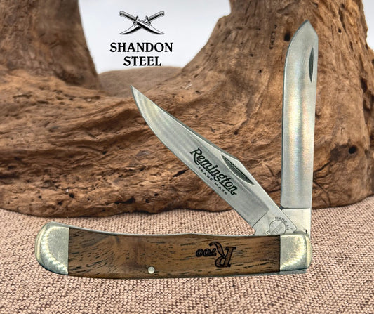 REMINGTON USA700 R-161 2 Blade Trapper Folding Pocket Knife Walnut Handles, (68)