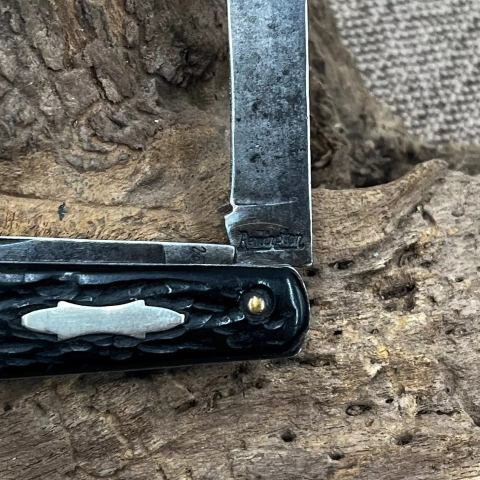 Remington USA 2 blade jack black handle folding pocket knife (53)