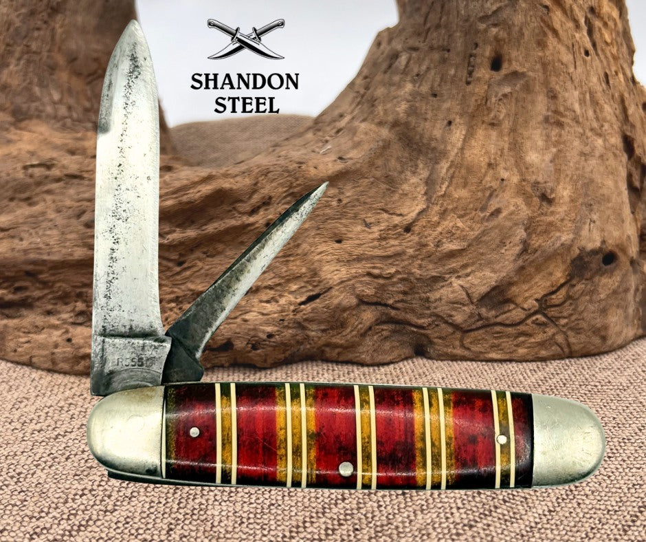 Remington UMC R555 Double Blade Folding Jack Knife USA Candy Stripe Handle (17)