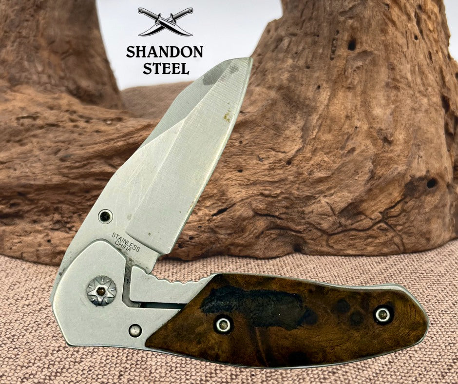 Remington Wood Handle Wharncliff Folding Liner Lock Stainless Pocket Knife (83)