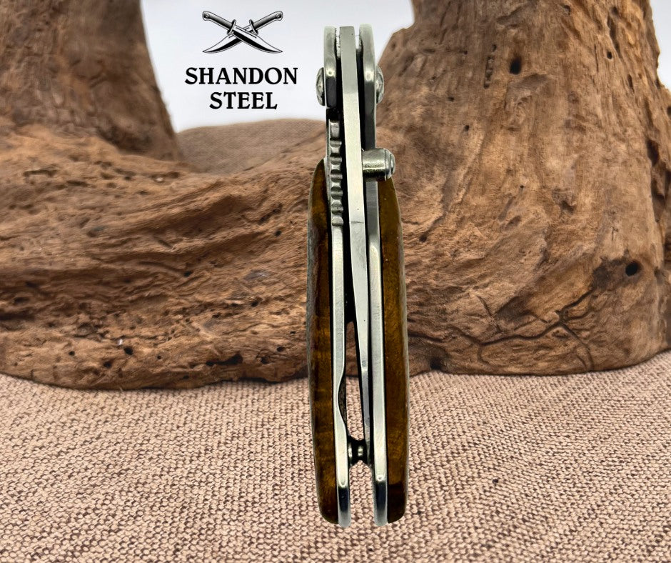 Remington Wood Handle Wharncliff Folding Liner Lock Stainless Pocket Knife (83)