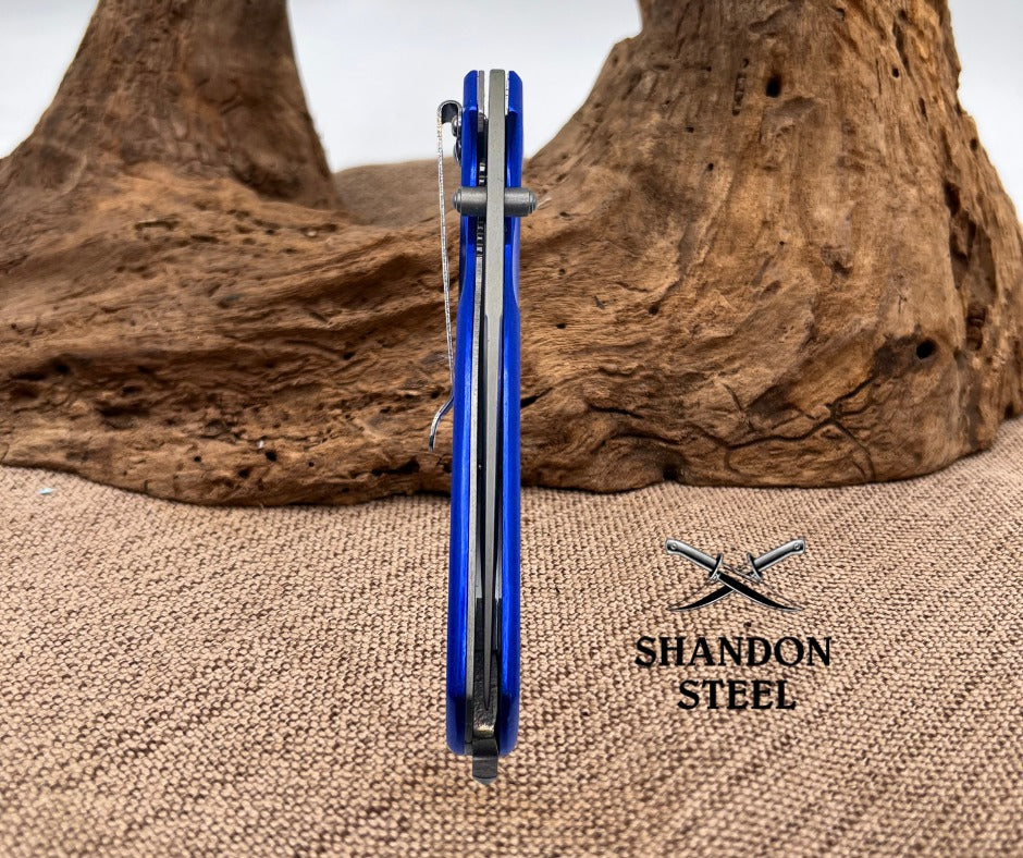 Rite Edge Blue Police Folding Pocket Knife Tanto Part Serrated Blade SB Cutter