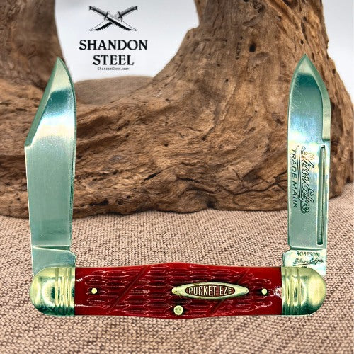 Robeson Pocket Eze 2-Blade Slipjoint Plain SS Pen Red Bone Handle ROB622225 (59)