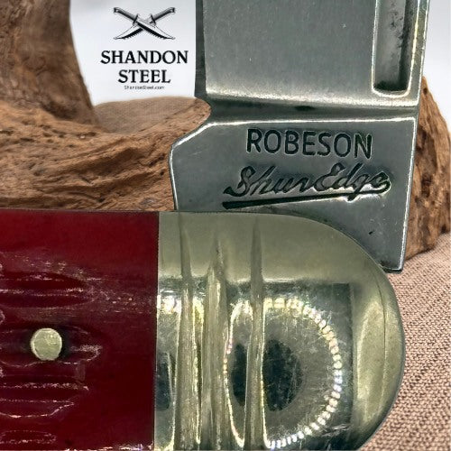 Robeson Pocket Eze 2-Blade Slipjoint Plain SS Pen Red Bone Handle ROB622225 (59)