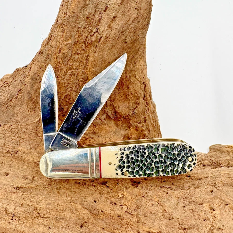 Rough Rider Barlow Buckshot Bone RR2041 2 Blade Stainless Folding Knife (119)