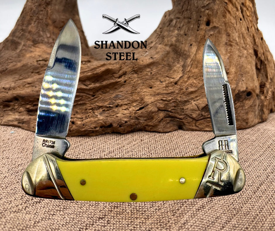 Rough Rider Yellow Canoe RR1736 Stainless Synthetic Folding Pocket Knife (32)