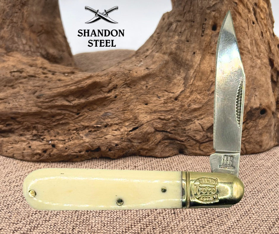 ROUGH RYDER RR1273 Small Barlow White Smooth Bone Pocket Knife 2-7/8" Closed -58